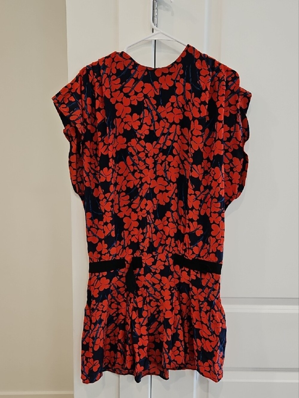 Floral Print Red & Navy Women's Dress